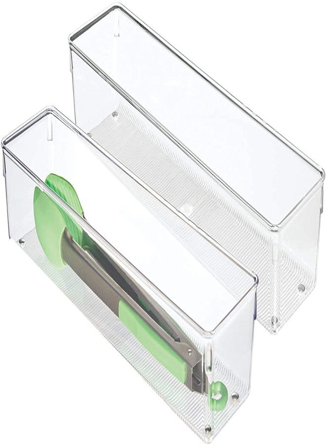 RABBONIX Transparent Drawer Storage Organizer Box For Kitchen Utensil, Office, Desks, Cosmetics and Bathrooms Etc | Size 30.48 cm X 7.62 cm | Pack of 02 - Image 1